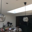 Stunning finished open plan kitchen with a pair of roof lights